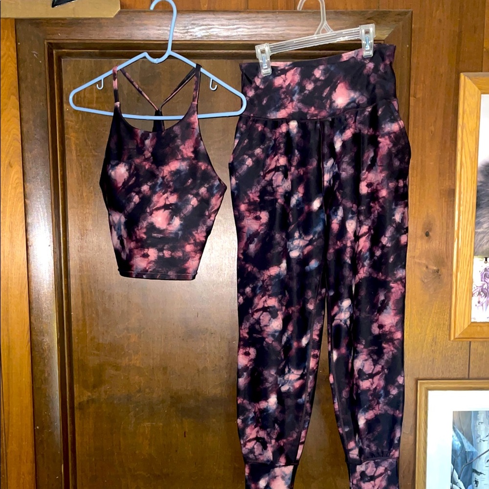 Old Navy Black and Pink Tie-Dye Jogger Set